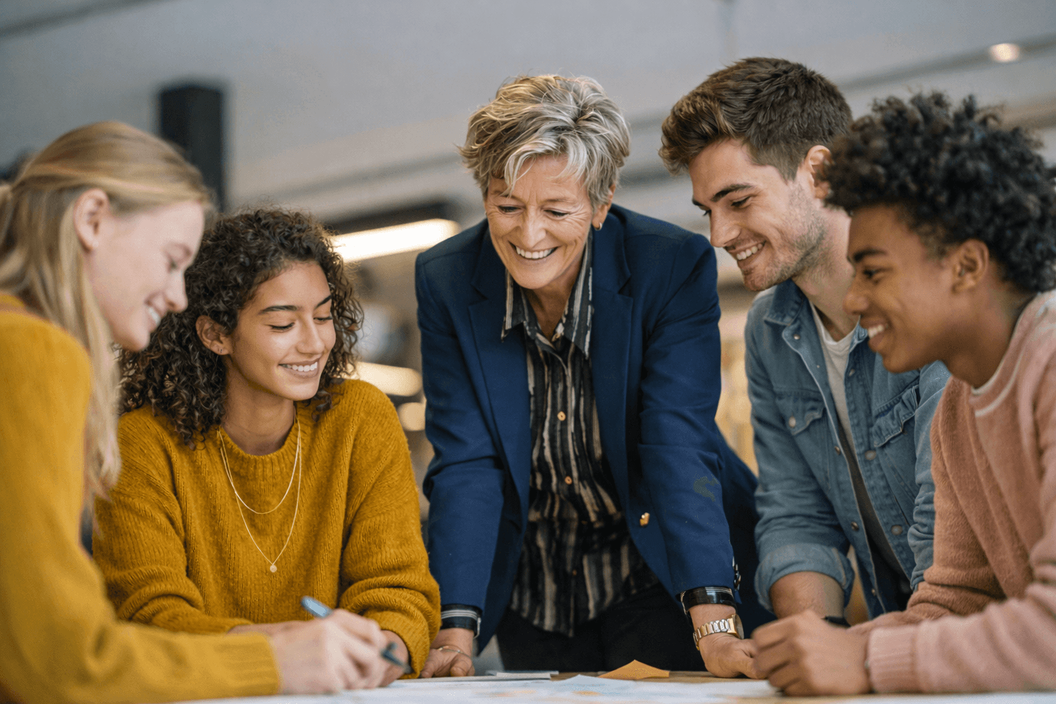 Healthcare professional working collaboratively with young people