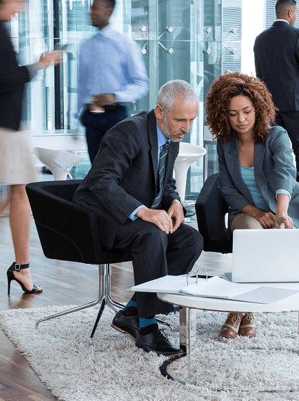 Corporate discussion with two colleagues